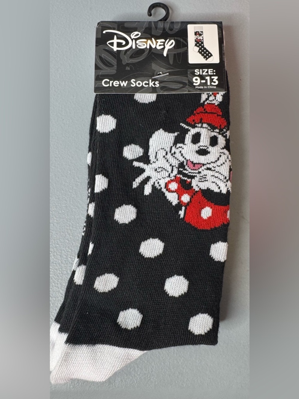 Disney Minnie and Mickey Mouse polka dot Crew Socks Red Accents vintage style